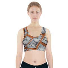 Money Pattern Sports Bra With Pocket by artworkshop