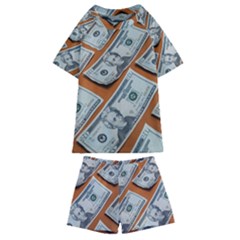 Money Pattern Kids  Swim Tee And Shorts Set by artworkshop