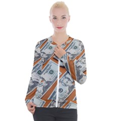 Money Pattern Casual Zip Up Jacket by artworkshop