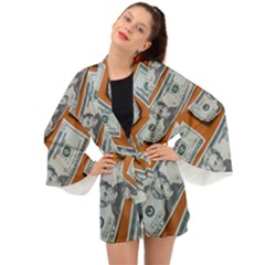 Money Pattern Long Sleeve Kimono by artworkshop