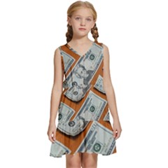 Money Pattern Kids  Sleeveless Tiered Mini Dress by artworkshop