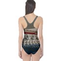 Patterned tunnels on the concrete wall One Piece Swimsuit View2