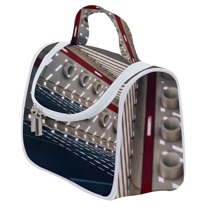 Patterned tunnels on the concrete wall Satchel Handbag