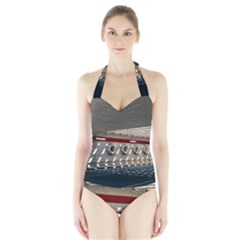 Patterned Tunnels On The Concrete Wall Halter Swimsuit by artworkshop