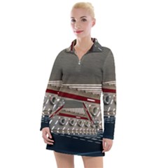 Patterned Tunnels On The Concrete Wall Women s Long Sleeve Casual Dress by artworkshop