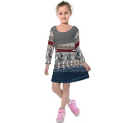 Patterned Tunnels On The Concrete Wall Kids  Long Sleeve Velvet Dress by artworkshop