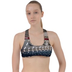 Patterned Tunnels On The Concrete Wall Criss Cross Racerback Sports Bra by artworkshop