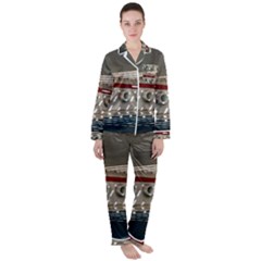 Patterned Tunnels On The Concrete Wall Women s Long Sleeve Satin Pajamas Set	 by artworkshop