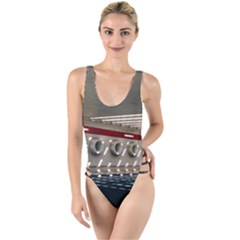 Patterned Tunnels On The Concrete Wall High Leg Strappy Swimsuit by artworkshop