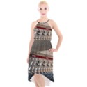 Patterned tunnels on the concrete wall High-Low Halter Chiffon Dress  View1