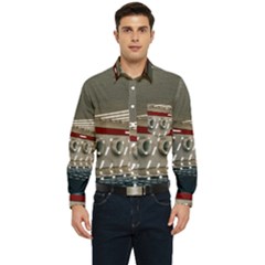 Patterned Tunnels On The Concrete Wall Men s Long Sleeve Pocket Shirt  by artworkshop