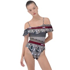 Patterned Tunnels On The Concrete Wall Frill Detail One Piece Swimsuit by artworkshop