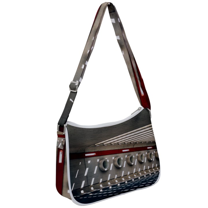 Patterned tunnels on the concrete wall Zip Up Shoulder Bag