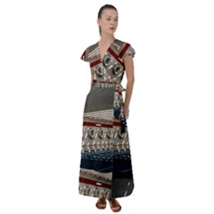 Patterned Tunnels On The Concrete Wall Flutter Sleeve Maxi Dress by artworkshop