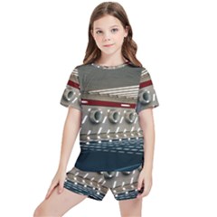 Patterned Tunnels On The Concrete Wall Kids  Tee And Sports Shorts Set by artworkshop