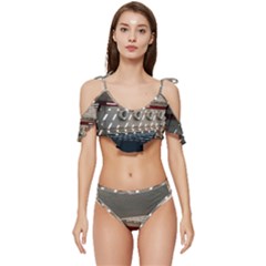 Patterned Tunnels On The Concrete Wall Ruffle Edge Tie Up Bikini Set	 by artworkshop