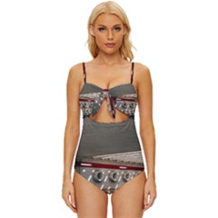 Patterned Tunnels On The Concrete Wall Knot Front One-piece Swimsuit by artworkshop