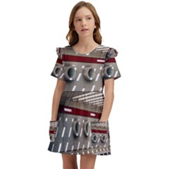 Patterned Tunnels On The Concrete Wall Kids  Frilly Sleeves Pocket Dress by artworkshop