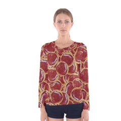 Cookies With Strawberry Jam Motif Pattern Women s Long Sleeve Tee