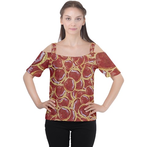 Cookies With Strawberry Jam Motif Pattern Cutout Shoulder Tee by dflcprintsclothing