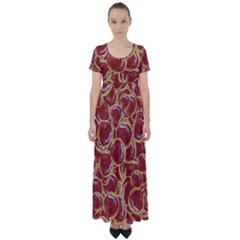 Cookies With Strawberry Jam Motif Pattern High Waist Short Sleeve Maxi Dress