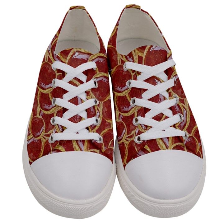 Cookies With Strawberry Jam Motif Pattern Men s Low Top Canvas Sneakers