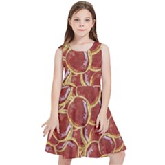 Cookies With Strawberry Jam Motif Pattern Kids  Skater Dress by dflcprintsclothing