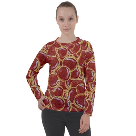 Cookies With Strawberry Jam Motif Pattern Women s Long Sleeve Raglan Tee by dflcprintsclothing