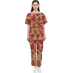 Cookies With Strawberry Jam Motif Pattern Batwing Lightweight Chiffon Jumpsuit by dflcprintsclothing