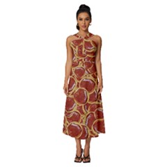 Cookies With Strawberry Jam Motif Pattern Sleeveless Cross Front Cocktail Midi Chiffon Dress