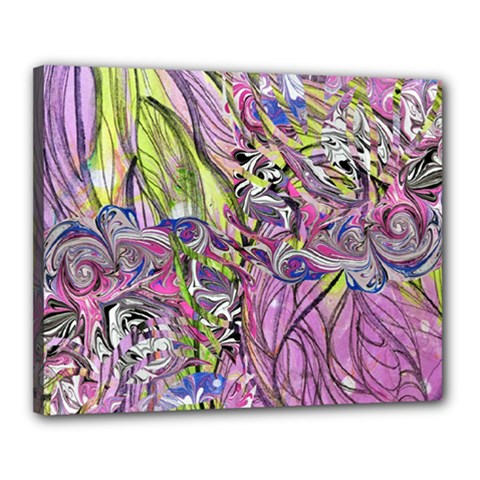 Abstract Intarsio Canvas 20  X 16  (stretched) by kaleidomarblingart