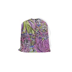 Abstract Intarsio Drawstring Pouch (small) by kaleidomarblingart