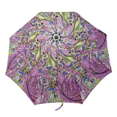 Abstract Intarsio Folding Umbrellas by kaleidomarblingart