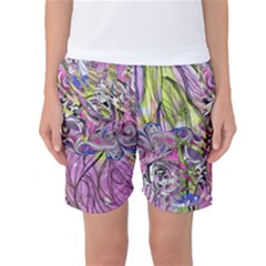 Abstract Intarsio Women s Basketball Shorts by kaleidomarblingart