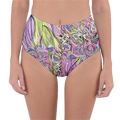 Abstract Intarsio Reversible High-waist Bikini Bottoms by kaleidomarblingart