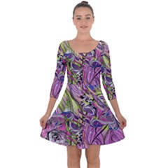 Abstract Intarsio Quarter Sleeve Skater Dress by kaleidomarblingart