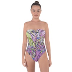 Abstract Intarsio Tie Back One Piece Swimsuit by kaleidomarblingart