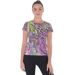 Abstract Intarsio Short Sleeve Sports Top  by kaleidomarblingart