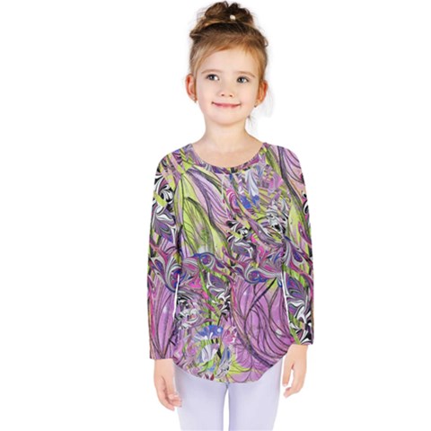 Abstract Intarsio Kids  Long Sleeve Tee by kaleidomarblingart