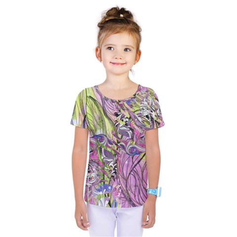 Abstract Intarsio Kids  One Piece Tee by kaleidomarblingart