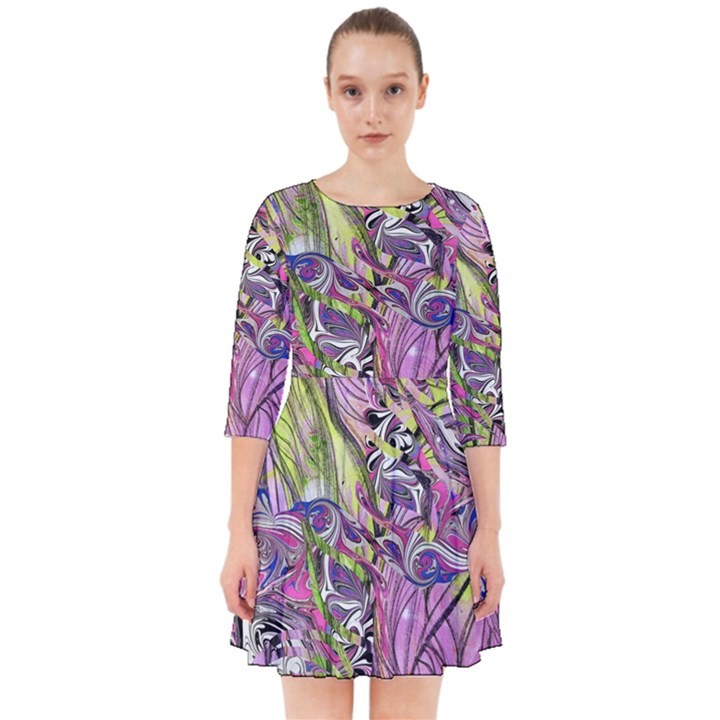 Abstract intarsio Smock Dress