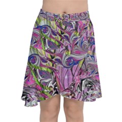 Abstract Intarsio Chiffon Wrap Front Skirt by kaleidomarblingart