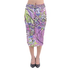 Abstract Intarsio Velvet Midi Pencil Skirt by kaleidomarblingart