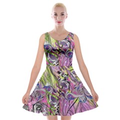 Abstract Intarsio Velvet Skater Dress by kaleidomarblingart