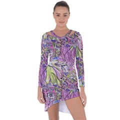 Abstract Intarsio Asymmetric Cut-out Shift Dress by kaleidomarblingart