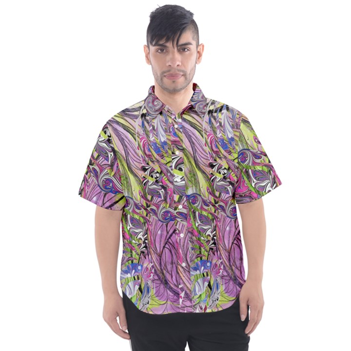 Abstract intarsio Men s Short Sleeve Shirt