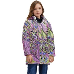 Abstract Intarsio Kid s Hooded Longline Puffer Jacket by kaleidomarblingart