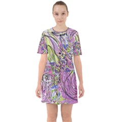 Abstract Intarsio Sixties Short Sleeve Mini Dress by kaleidomarblingart