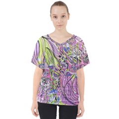 Abstract Intarsio V-neck Dolman Drape Top by kaleidomarblingart