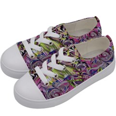 Abstract Intarsio Kids  Low Top Canvas Sneakers by kaleidomarblingart